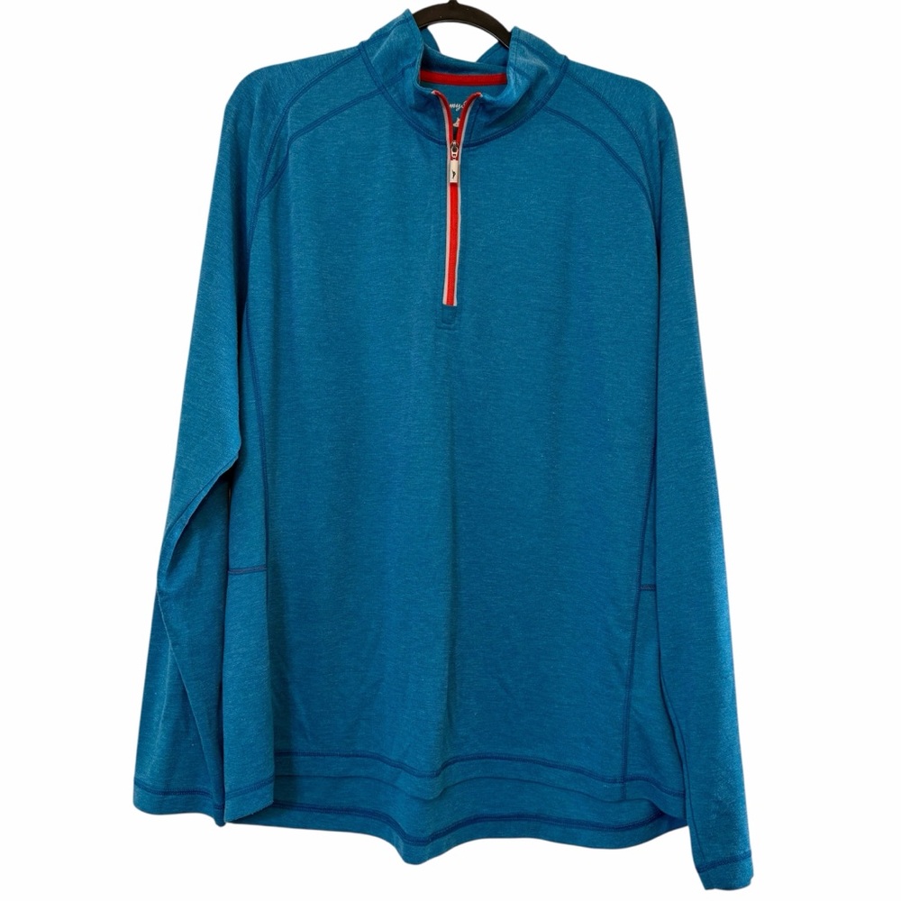Tommy Bahama Mens Quarter Zip Pullover Sweatshirt Teal Green Size XL